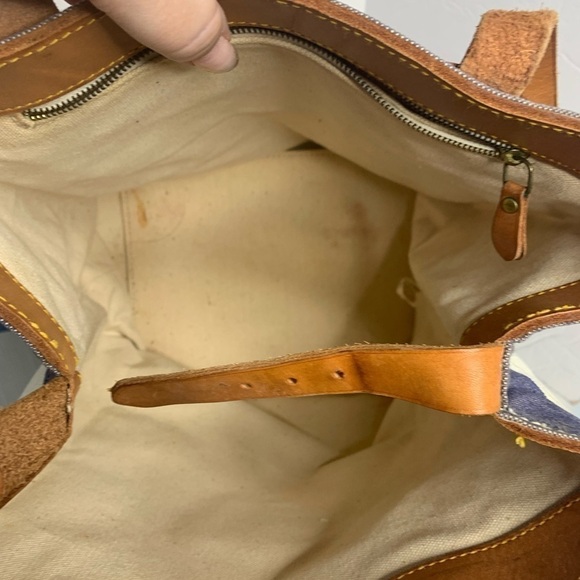 Vintage Ralph Lauren Red, white and blue canvas and leather tote. - Picture 6 of 12